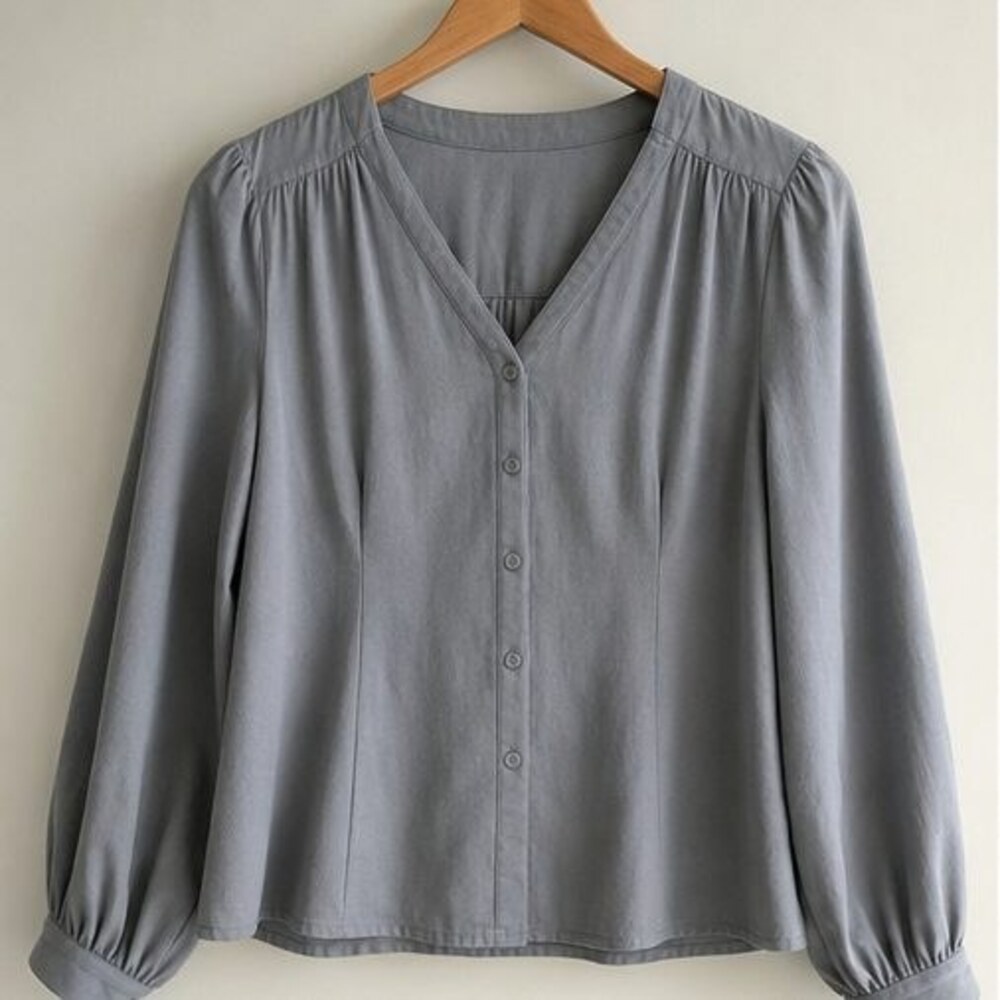 Gray Button Blouse